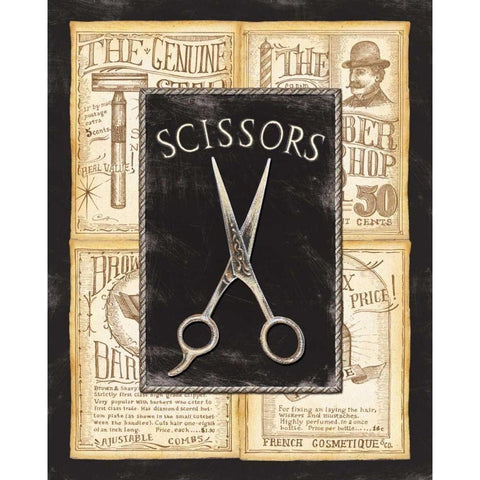 Grooming Scissors Gold Ornate Wood Framed Art Print with Double Matting by Audrey, Charlene