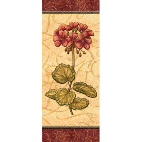 Red Passion Geranium Gold Ornate Wood Framed Art Print with Double Matting by Audrey, Charlene