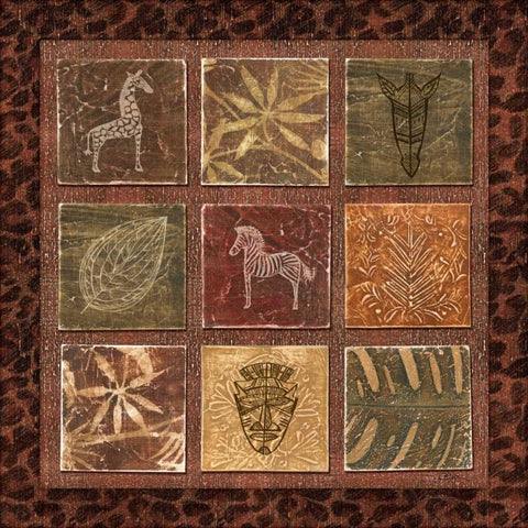 Tribal Collage I White Modern Wood Framed Art Print with Double Matting by Audrey, Charlene