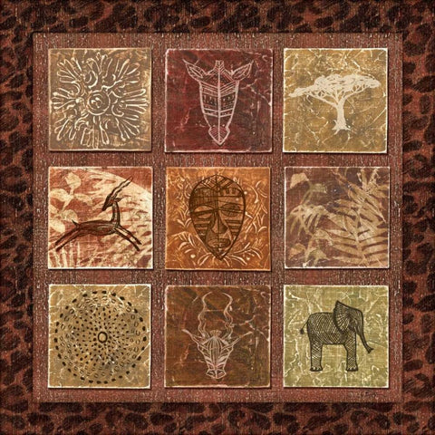 Tribal Collage II White Modern Wood Framed Art Print with Double Matting by Audrey, Charlene