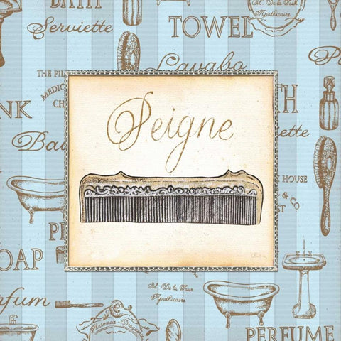Bleu Beaute Feminine I Gold Ornate Wood Framed Art Print with Double Matting by Audrey, Charlene