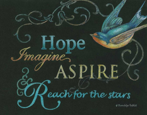Hope and Bird Black Ornate Wood Framed Art Print with Double Matting by Babbitt, Gwendolyn