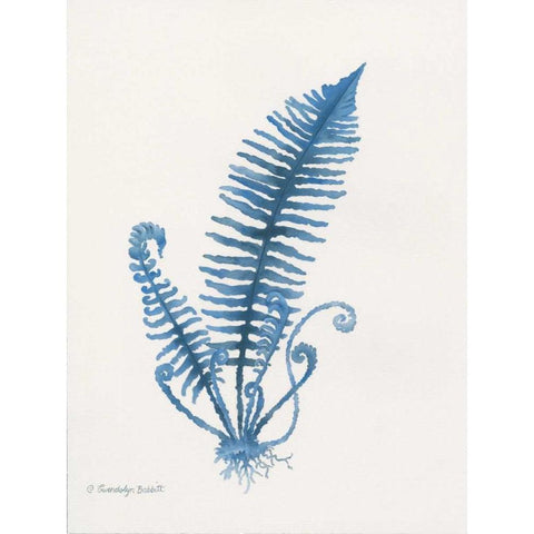 Indigo Fern IV White Modern Wood Framed Art Print by Babbitt, Gwendolyn