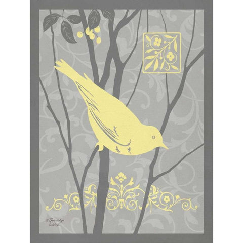 Grey and Yellow Bird II Gold Ornate Wood Framed Art Print with Double Matting by Babbitt, Gwendolyn