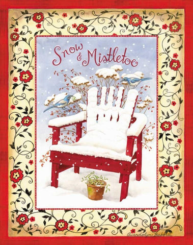 Snow and Mistletoe Black Ornate Wood Framed Art Print with Double Matting by Babbitt, Gwendolyn