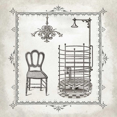 Tub and Chandelier II Gold Ornate Wood Framed Art Print with Double Matting by Babbitt, Gwendolyn