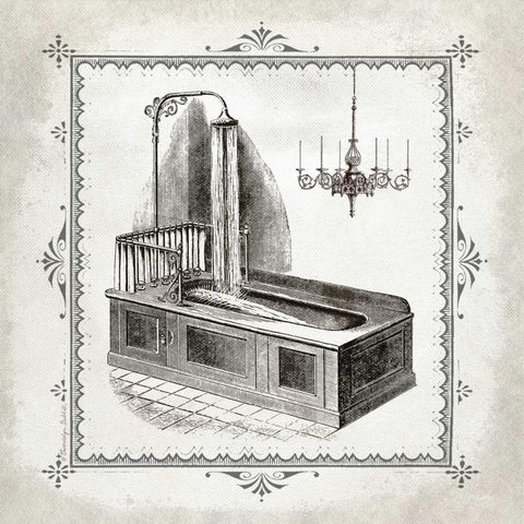 Tub and Chandelier III Gold Ornate Wood Framed Art Print with Double Matting by Babbitt, Gwendolyn