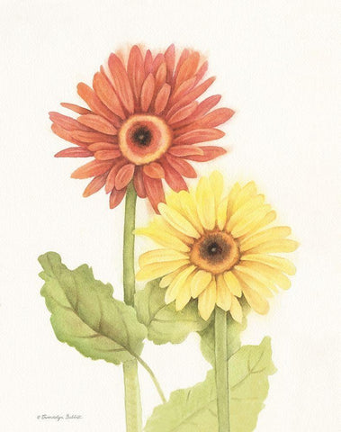 Happy Flowers I White Modern Wood Framed Art Print with Double Matting by Babbitt, Gwendolyn