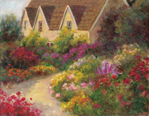 English Garden White Modern Wood Framed Art Print with Double Matting by Bailey, Carol
