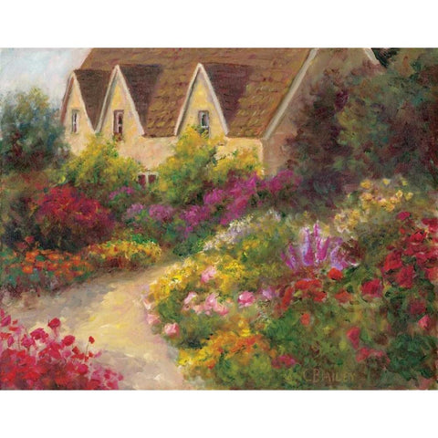 English Garden Gold Ornate Wood Framed Art Print with Double Matting by Bailey, Carol