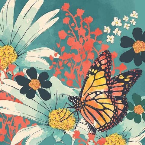 Monarch II Black Modern Wood Framed Art Print with Double Matting by Berrenson, Sara