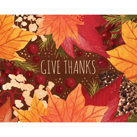Give Thanks Black Modern Wood Framed Art Print with Double Matting by Berrenson, Sara