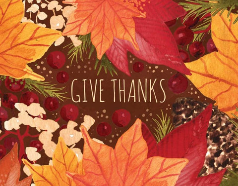 Give Thanks Black Ornate Wood Framed Art Print with Double Matting by Berrenson, Sara