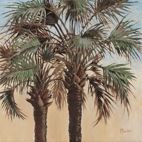 Twin Palms Black Ornate Wood Framed Art Print with Double Matting by Brent, Paul