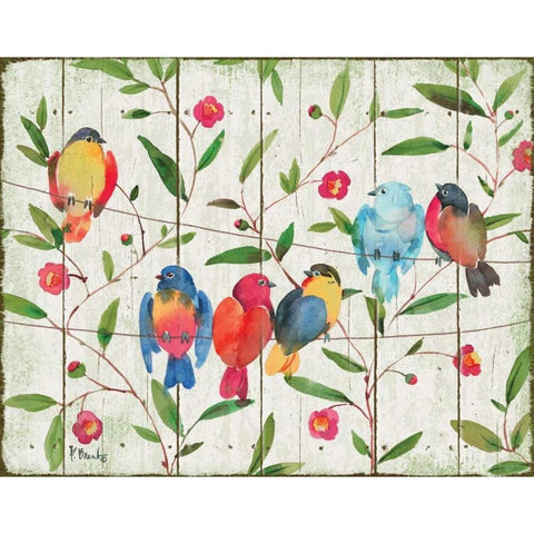Perched Birds Gold Ornate Wood Framed Art Print with Double Matting by Brent, Paul