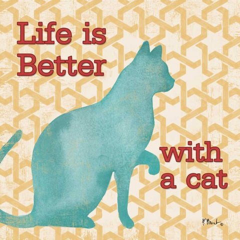 Patterned Pets Cat I Gold Ornate Wood Framed Art Print with Double Matting by Brent, Paul