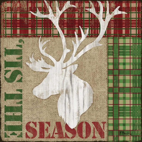 Holly Jolly Lodge II White Modern Wood Framed Art Print with Double Matting by Brent, Paul
