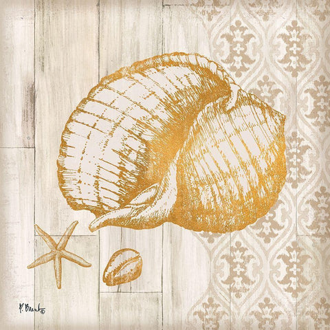Saint Tropez Shells II White Modern Wood Framed Art Print with Double Matting by Brent, Paul