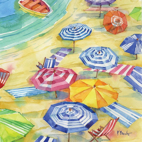 Umbrella Cove II Gold Ornate Wood Framed Art Print with Double Matting by Brent, Paul