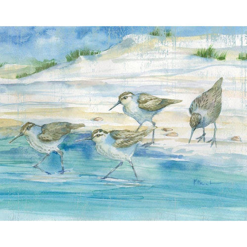 Sandy Sandpipers II Gold Ornate Wood Framed Art Print with Double Matting by Brent, Paul