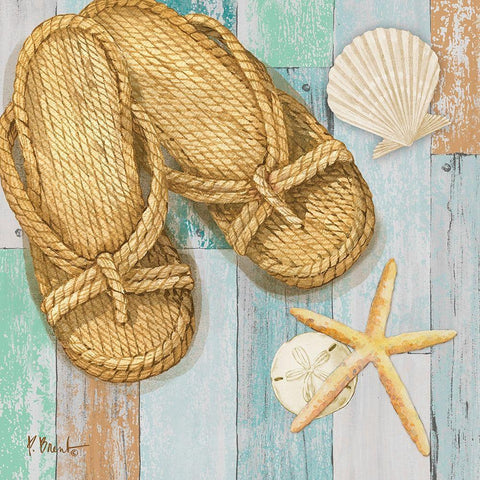 Braided Sandals I Gold Ornate Wood Framed Art Print with Double Matting by Brent, Paul