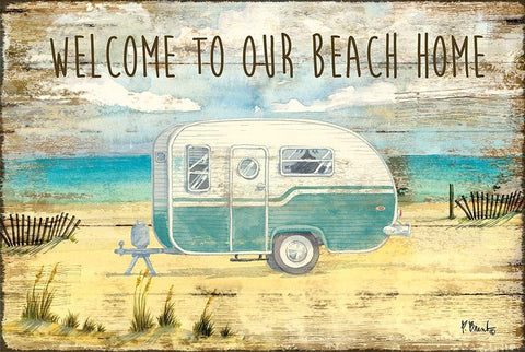 Beach Camping White Modern Wood Framed Art Print with Double Matting by Brent, Paul