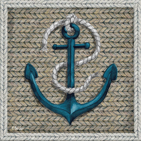 Nautical Basketweave II White Modern Wood Framed Art Print with Double Matting by Brent, Paul