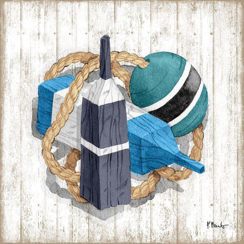 Fairhaven Buoys II Black Ornate Wood Framed Art Print with Double Matting by Brent, Paul