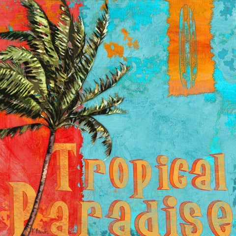 Rojo Palm I Black Ornate Wood Framed Art Print with Double Matting by Brent, Paul