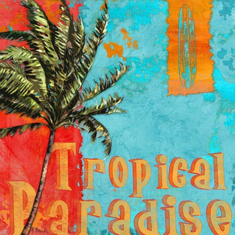 Rojo Palm I Black Modern Wood Framed Art Print with Double Matting by Brent, Paul