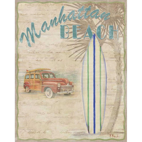 Surf City II Black Modern Wood Framed Art Print with Double Matting by Brent, Paul