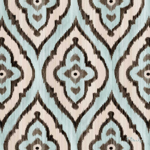 Blue Ikat III Gold Ornate Wood Framed Art Print with Double Matting by Brent, Paul