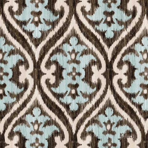 Blue Ikat IV White Modern Wood Framed Art Print by Brent, Paul