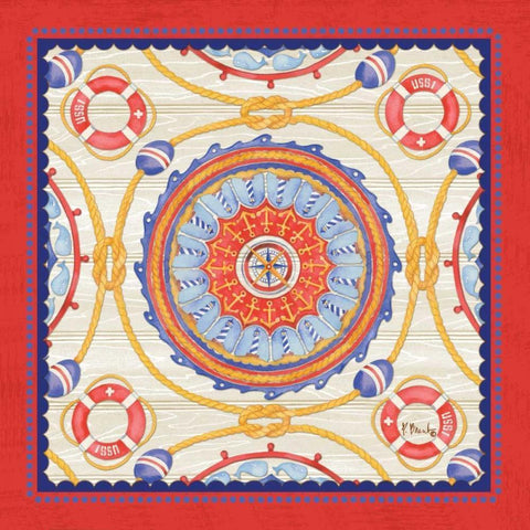 Red Nautical Suzani II Gold Ornate Wood Framed Art Print with Double Matting by Brent, Paul