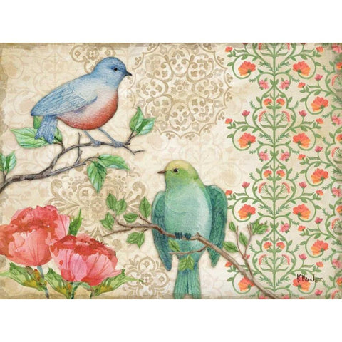 Blossoming Birds II Gold Ornate Wood Framed Art Print with Double Matting by Brent, Paul
