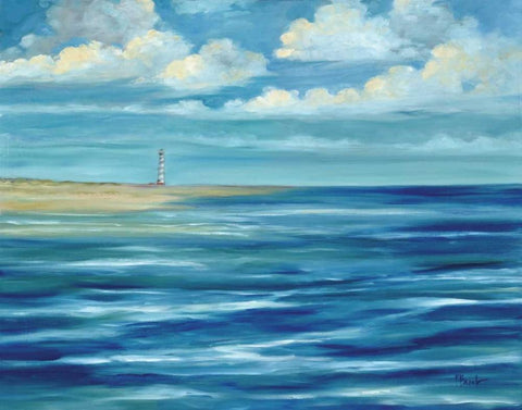 Summerset Lighthouse Black Ornate Wood Framed Art Print with Double Matting by Brent, Paul