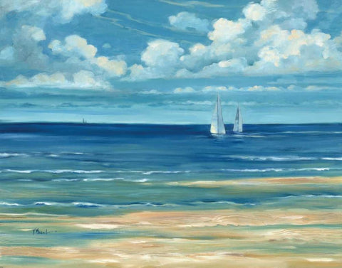 Summerset Sailboat Black Ornate Wood Framed Art Print with Double Matting by Brent, Paul