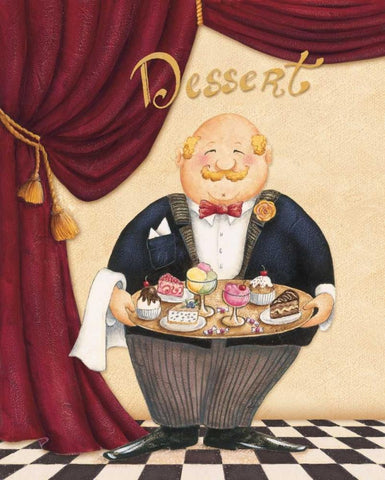 The Waiter - Dessert Black Ornate Wood Framed Art Print with Double Matting by Brissonnet, Daphne