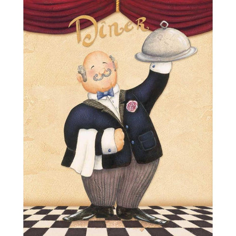 The Waiter - Diner White Modern Wood Framed Art Print by Brissonnet, Daphne