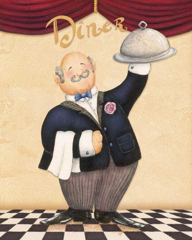 The Waiter - Diner White Modern Wood Framed Art Print with Double Matting by Brissonnet, Daphne