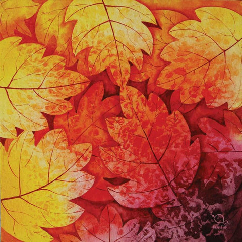 Autumn Hues I Gold Ornate Wood Framed Art Print with Double Matting by Blue Fish