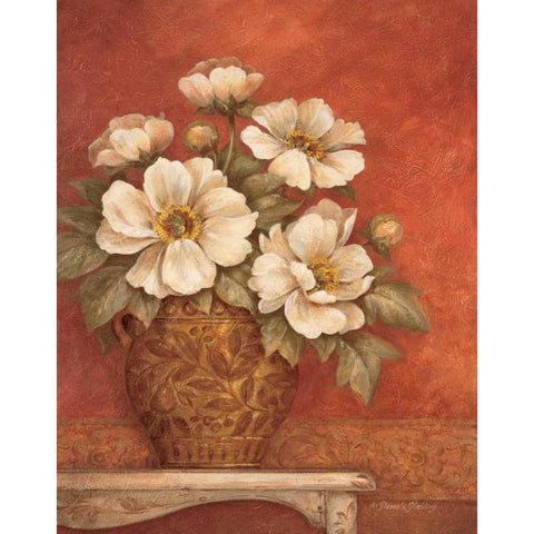 Villa Flora Peonies White Modern Wood Framed Art Print by Gladding, Pamela