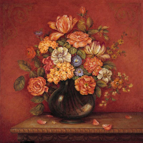 Harmony with Reds I Gold Ornate Wood Framed Art Print with Double Matting by Gladding, Pamela