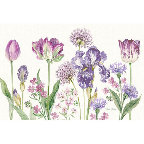 Purple Flowers Gold Ornate Wood Framed Art Print with Double Matting by Gladding, Pamela