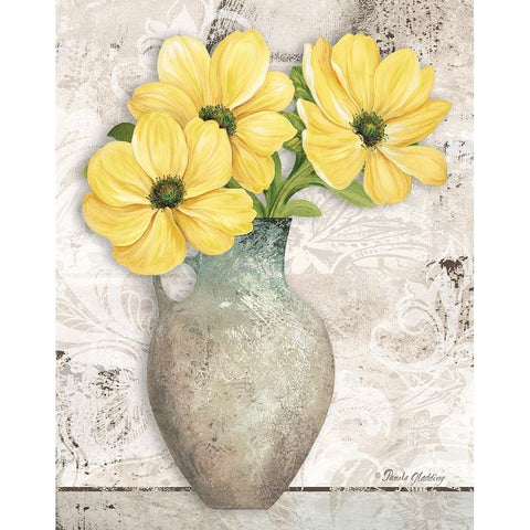 Yellow Cosmos Gold Ornate Wood Framed Art Print with Double Matting by Gladding, Pamela