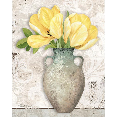 Yellow Tulips Gold Ornate Wood Framed Art Print with Double Matting by Gladding, Pamela