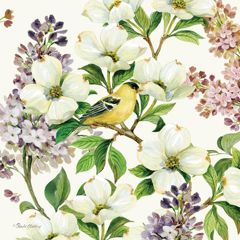 Dogwood And Lilac I Gold Ornate Wood Framed Art Print with Double Matting by Gladding, Pamela