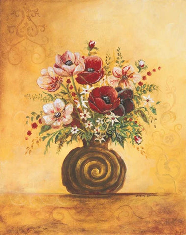 Yellow Floral Study I White Modern Wood Framed Art Print with Double Matting by Gorham, Gregory