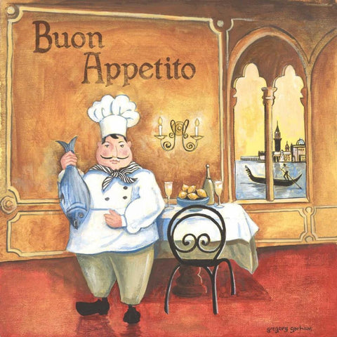 Chef II White Modern Wood Framed Art Print with Double Matting by Gorham, Gregory