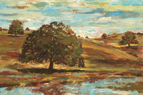Landscape I White Modern Wood Framed Art Print with Double Matting by Gorham, Gregory